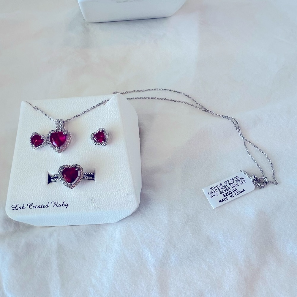 Ruby Heart Necklace Set- Size 7 - Picture 8 of 8